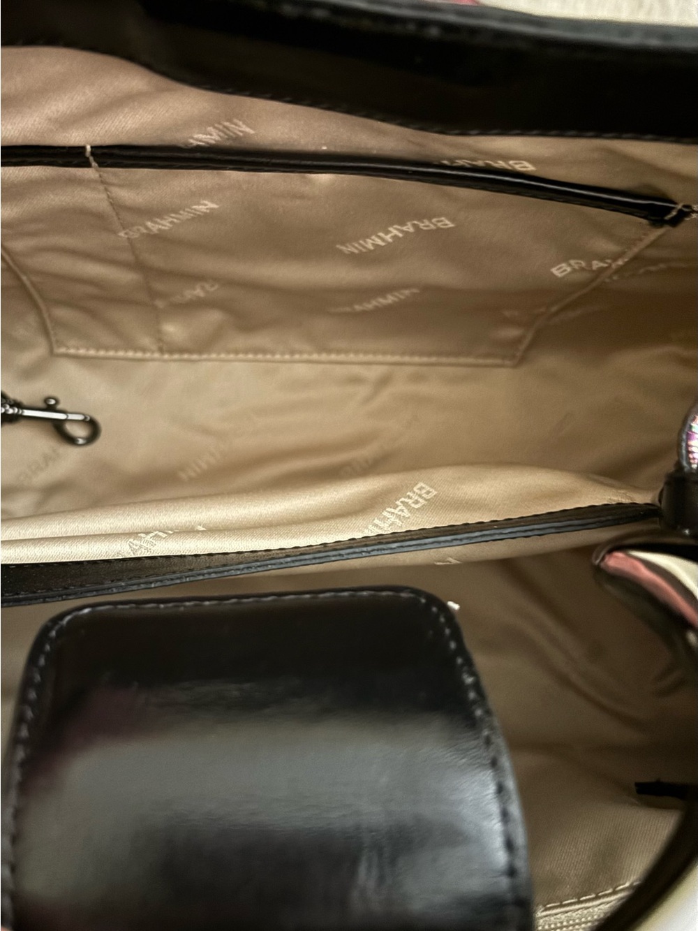 NWT Brahmin Soleil Multi Spectacle Leather Satchel Holographic Black $385 - Picture 4 of 16